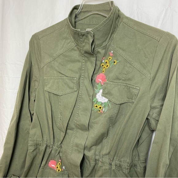 Ruff Hewn Upcycled Military style Jacket Embroidered Appliqué lace ruffle Size1X - Picture 4 of 14